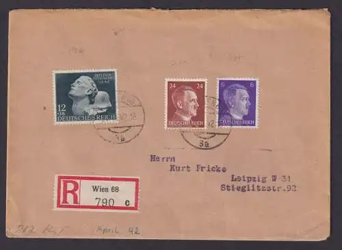 Österreich Ostmark Deutsches Reich R Brief Wien 68 Leipzig Sachsen