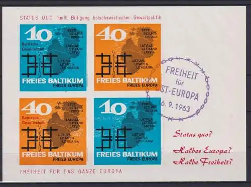 Freies Baltikum Estland Lettland Litauen Freiheit f. Ost - Europa 1963 Baltische