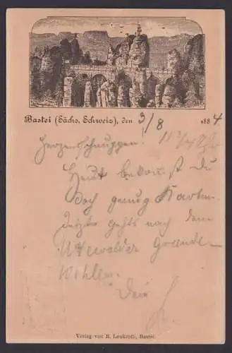 Bastei Vorläufer Privatganzsache Sachsen sehr frühe Karte nach Posen 3.8.1884