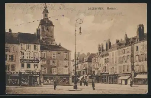 Ansichtskarte Diedenhofen Marktplatz Frankreich France Feldpost Zensur