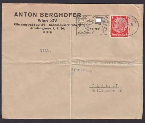 Ostmark Österreich Deutsches Reich Brief selt. Stempel + Reklame Anton Berghofer