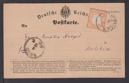 Deutsches Reich Brief EF großer Brustschild 18 schön geprägt auf Postkarte