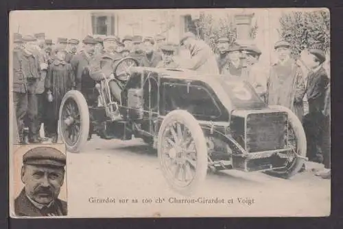 Ansichtskarte Leonce Girardot Automobil Rennfahrer Charron Auto Oldtimer