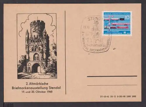 DDR Brief Philatelie Stendal schöne Sonderkarte mit tollem Briefmarken Stempel