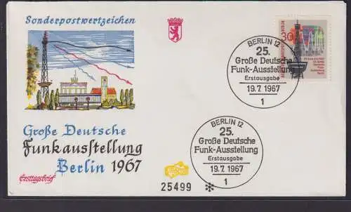 Berlin Brief mit SST Funk Ausstellung als FDC 1967