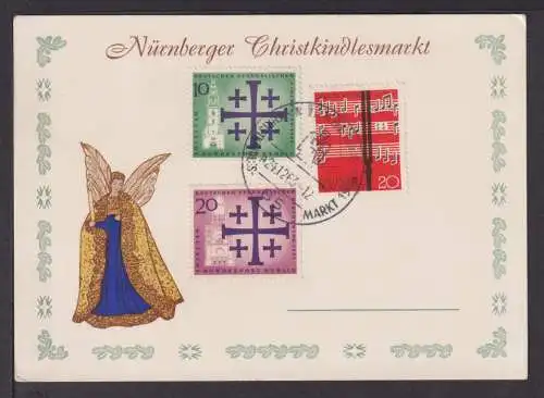 Bund Brief schöne Anlasskarte Nürnberg Christkindlesmarkt Weihnachten 24.12.1963