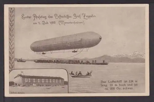 Flugpost Zeppelin Deutsches Reich gute Ansichtskarte 1. Aufstieg Luftschiff