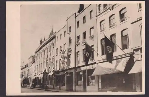 Ansichtskarte Aachen NRW NS-Zeit Reichsfahnen Hakenkreuz Strassenansicht 1938