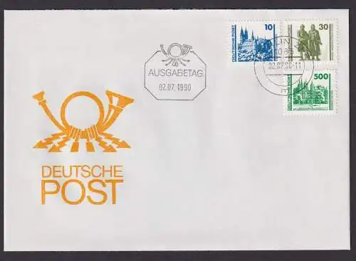 DDR 3344-3352 Bauwerke drei Luxus FDC Ausgabetag 02.07.1990 Berlin KatWert 30,00