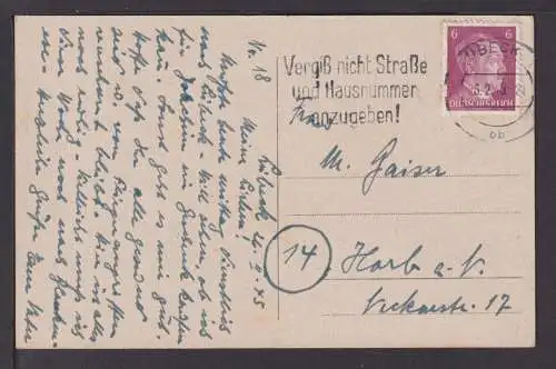 Lübeck Deutsches Reich inter SST Postsache Anschrift Horb Neckar 1945