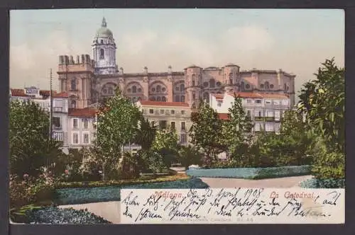 Ansichtskarte Malaga Spanien Katedrale 1908 Ettlingen Baden Württemberg