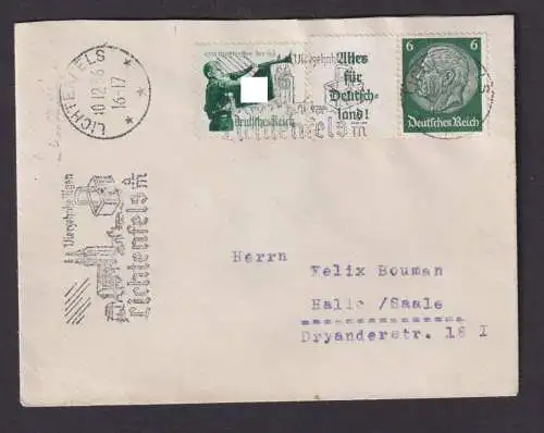 Briefmarken Deutsches Reich Brief Zusammendruck Hindenburg SST Lichtenfels Halle