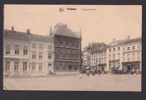 Ansichtskarte Feldpost Meenen Belgien Groenselmarkt Einkaufsstrasse