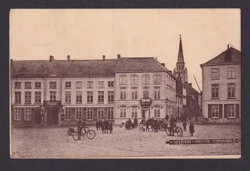 Ansichtskarte Feldpost Wevik Belgien Rathaus Maison Communale n. Stuttgart