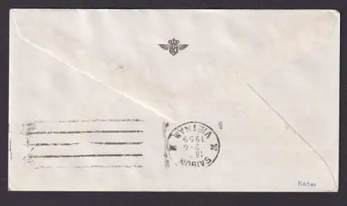 Flugpost Brief Air Mail KLM Amsterdam Destination Niederlande Saigon Vietnam