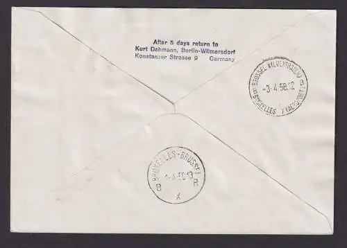 Flugpost Brief Air Mail Bund Europa Lufthansa LH 190 Frankfurt Brüssel Belgien