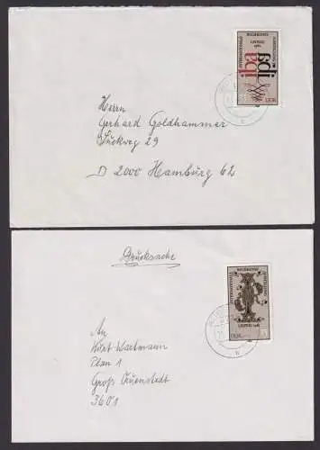 DDR Brief 2697-2698 Buchkunst Ausstellung 4 Belege Varianten Zusammendruck