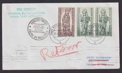 Flugpost Brief Air Mail SABENA Brüssel Belgien Palma d Mallorca Zuleitung Berlin