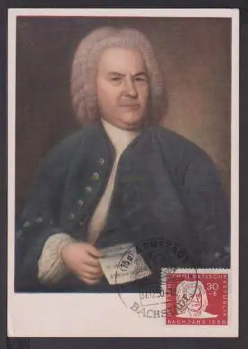 DDR Brief 258 Bach Musik Komponist selt. Maximumkarte SST Arnstadt 1950