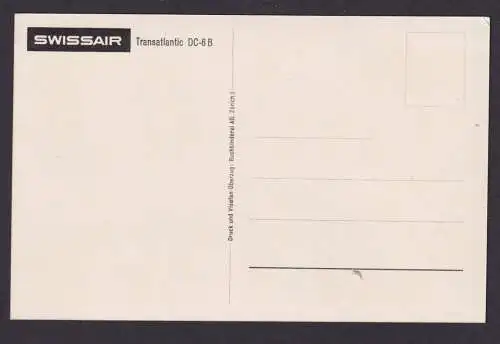 Schweiz Flugpost Ansichtskarte Swissairlines Transatlantic DC 6B inter. Foto AK