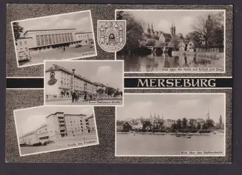 Ansichtskarte Merseburg Sachsen Anhalt Dom Bahnhof Schloß