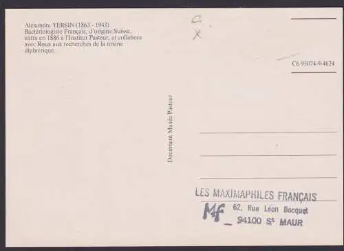 Briefmarken Frankreich 2596 Alexandre Yersin Bakteriologe Medizin Maximumkarte