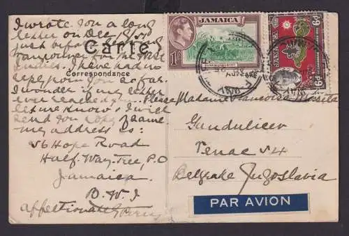 Briefmarken Jamaika MIF 1s + 6 d Ansichtskarte Versailles n. Belgrad Jugoslawien