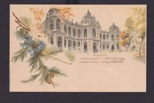 Ungarn Litho Ganzsache 2 Kreuzer Budapest Renaissance Palast