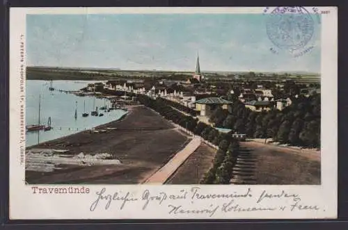 Ansichtskarte Travemünde Ostsee Badeort Meer Baumallee Schleswig Holstein nach