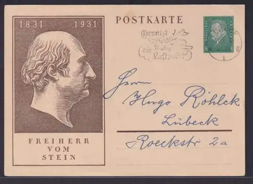 Ganzsache 8 Pfg. Reichspräsident Ebert mit Stempel Benutzt die Luftpost