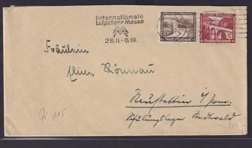 Deutsches Reich Zusammendruck WHW Maschinen Stempel Messe Leipzig 16.1.1937