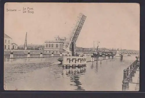 Ansichtskarte Selzaete Zugbrücke Meer Hafen Belgien