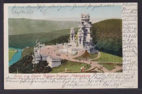 Ansichtskarte Hohensyburg Kaiser Wilhelm Denkmal Ruhr Fluss Landschaft Wald ab