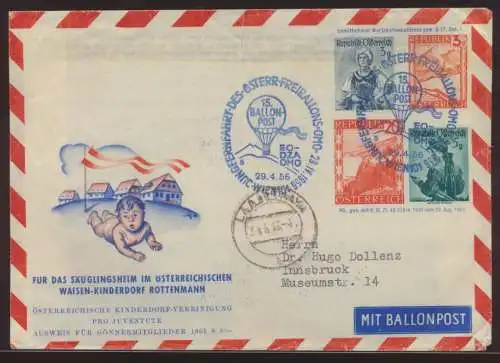 Flugpost airmail Ballonpost balloon Österreich Privatganzsache 4 Wertstempel