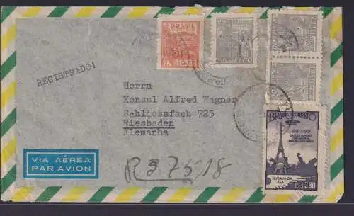 Brasilien R Luftpost Brief Wiesbaden 774 Flug Santos Dumont um den Eifelturm