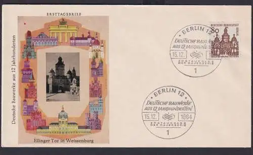 Berlin Bauwerke 243-249 jeweils auf FDC Deutsche Bauwerke aus 12 Jahrhunderten