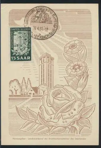 Saarland Brief 307 gute Anlaßkarte Ausstellung Garten Blumen Maximumkarte FDC