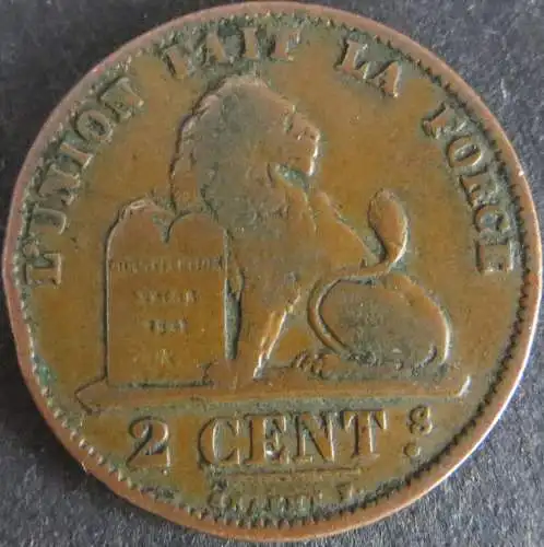 Münze Belgien Belgium 2 Centimes 1876 schön F