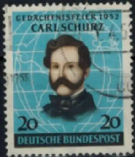 Bund 155 Carl Schurz gestempelt 1952 Pionier Politiker