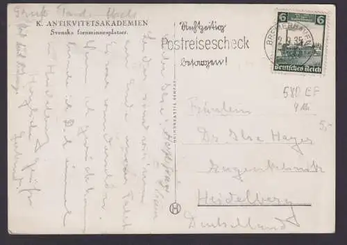 Deutsches Reich Ansichtskarte Bremerhaven SST Postreisescheck Heidelberg