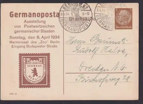 Deutsches Reich Privatganzsache Philatelie Berlin guter SST W 62 Germanopost