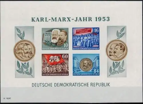 DDR Block 9 B YII Karl-Marx-Jahr ungezähnt Luxus postfrisch MNH Kat.-Wert 160,00