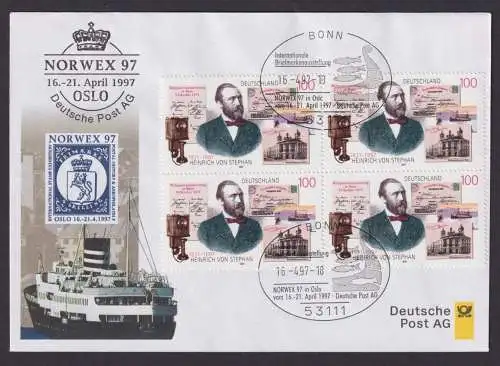 Philatelie Viererblock Briefmarkenausstellung Norwex 1997 Oslo Norwegen SST