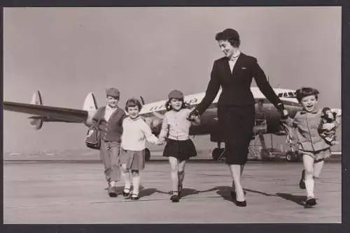 Flugpost Ansichtskarte Lufthansa Lockheed Super G Constellation Junge Fluggäste