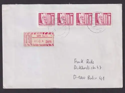 Briefmarken DDR R Brief MEF Aufbau plus Einschreibemarke 50 Pfg. Gebühr bezahlt