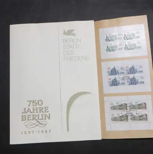 DDR 750 Jahre Berlin Stadt des Friedens selt. Falt - Gedenkblatt Marken + Blocks