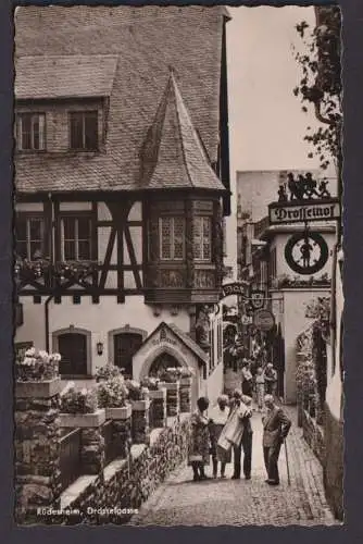 Ansichtskarte Rüdesheim Hessen Rhein Drosselgasse Gastronomie Drosselhoh Reblaus