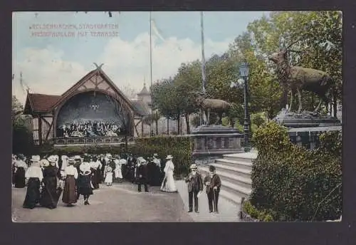 Ansichtskarte Gelsenkirchen NRW Stadtgarten Musikpavillon Terasse n. Düsseldorf