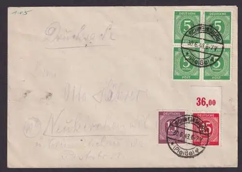 Briefmarken Besetzung Gemeinschaft inter. Zehnfachfranktur Brief Viererblock +