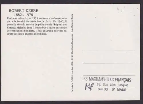 Briefmarken Frankreich 2336 Robert Drebe Kinderarzt Medizin Maximumkarte